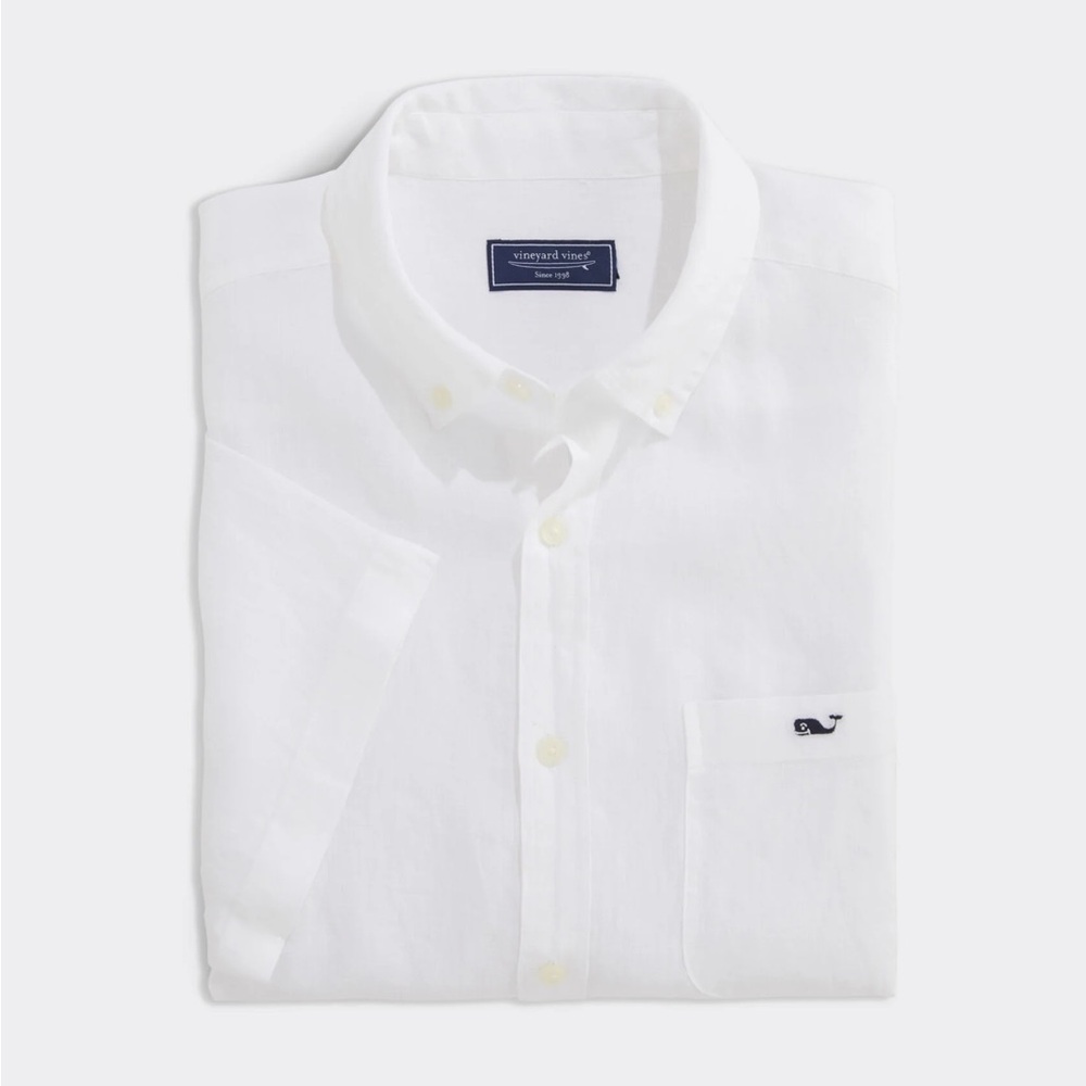Men’s Vineyard Vines White Short Sleeve Button Shirt